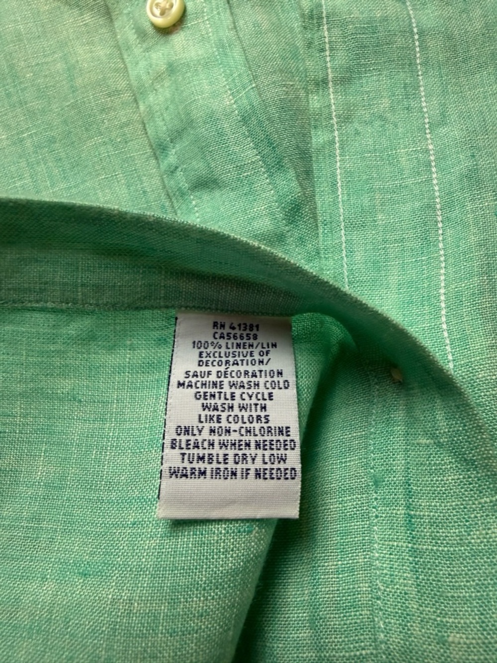 Ralph Lauren Teal Green Button-Down 100% Linen Shirt - Picture 6 of 6